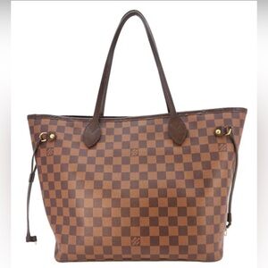 Louis Vuitton Brown Checkered MM Neverfull MM Damier Tote/ deee gift w purchase